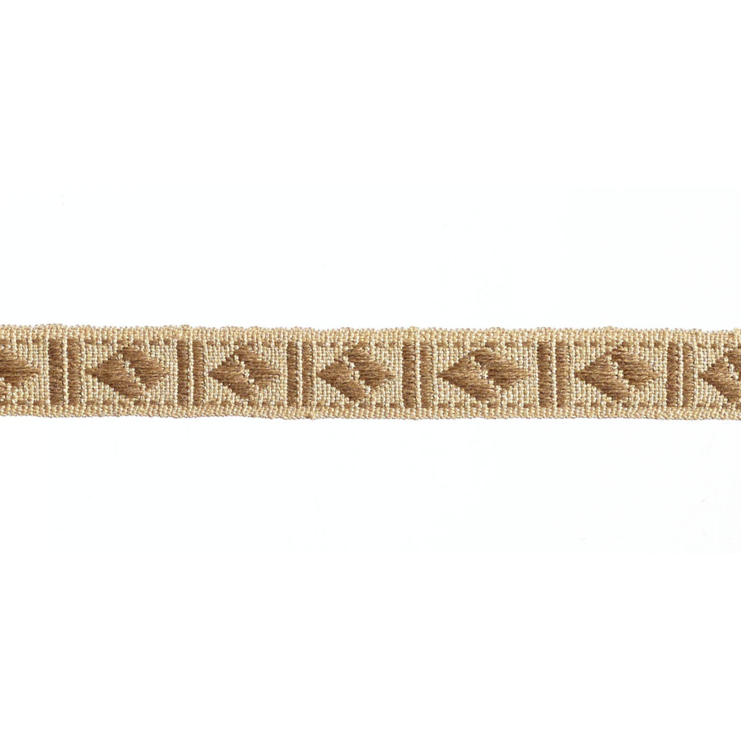Narrow braid trim with decorative pattern on a white background