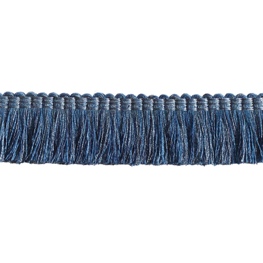 Blue fringe trim on a white background
