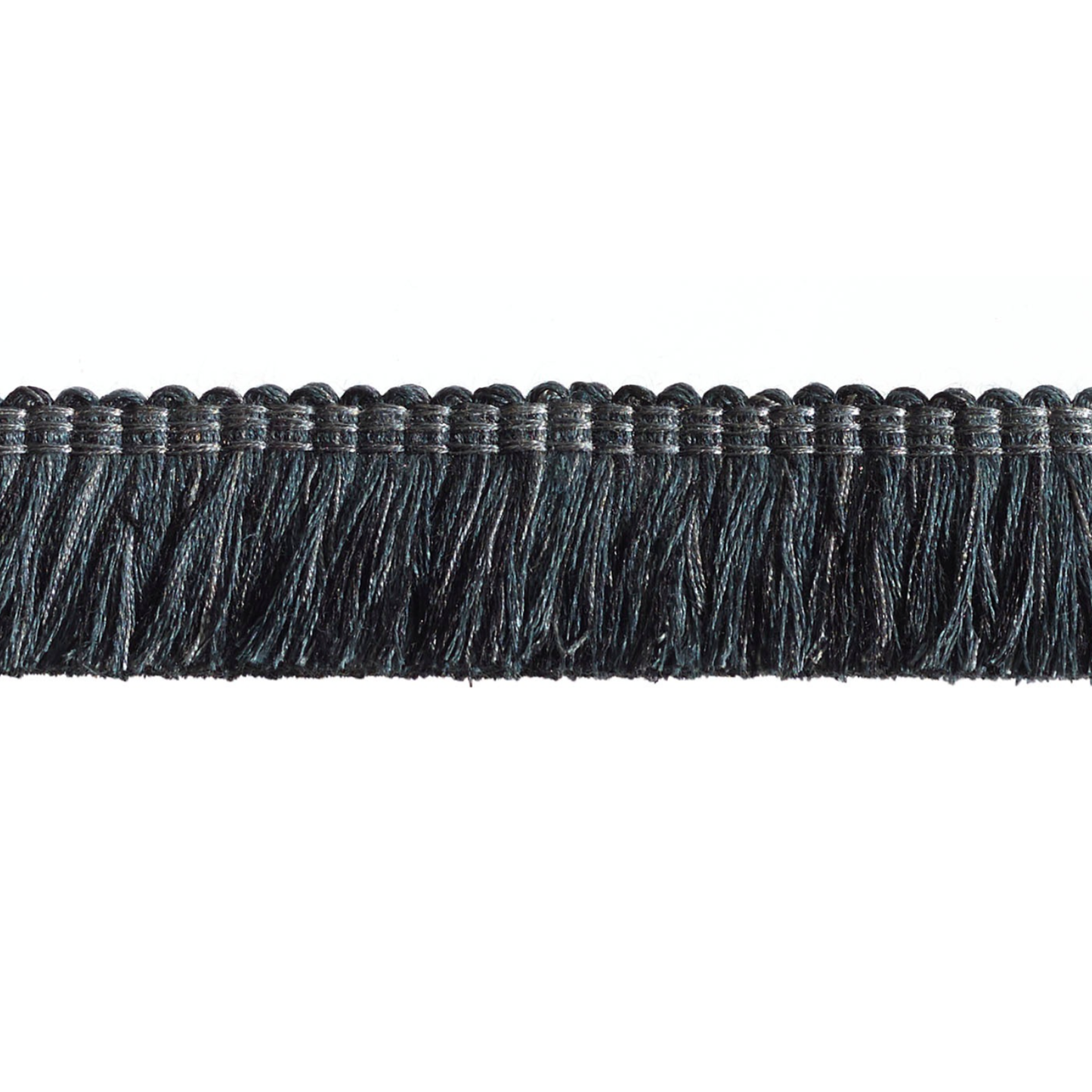 Black fringe trim on a white background