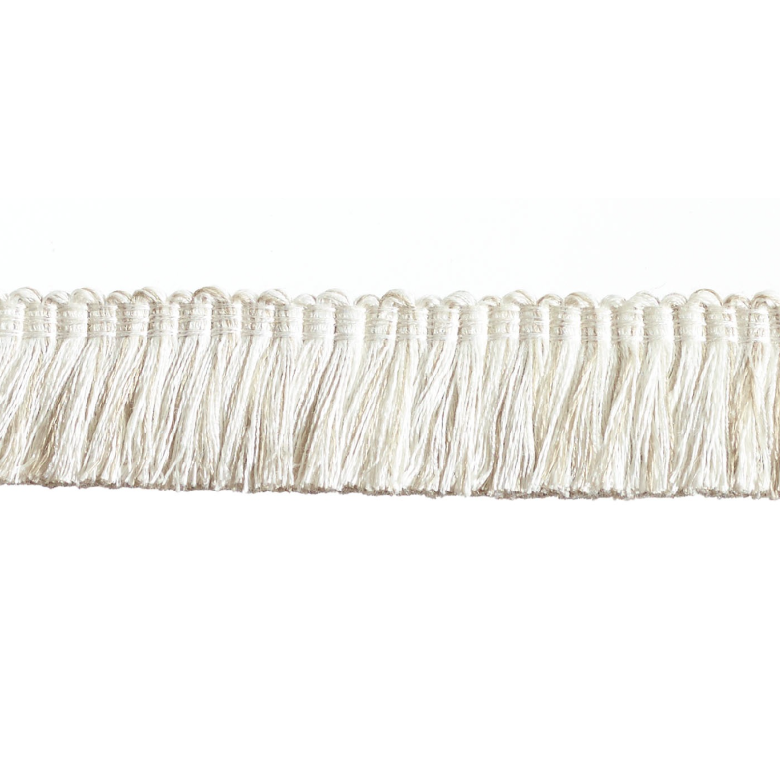 Close-up of a decorative fringe trim on a white background
