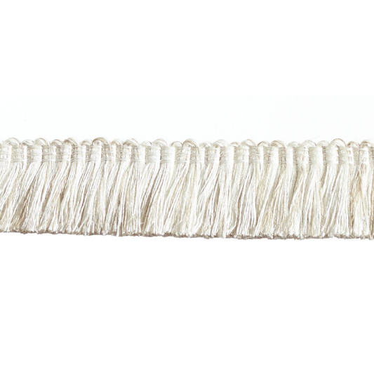Close-up of a decorative fringe trim on a white background