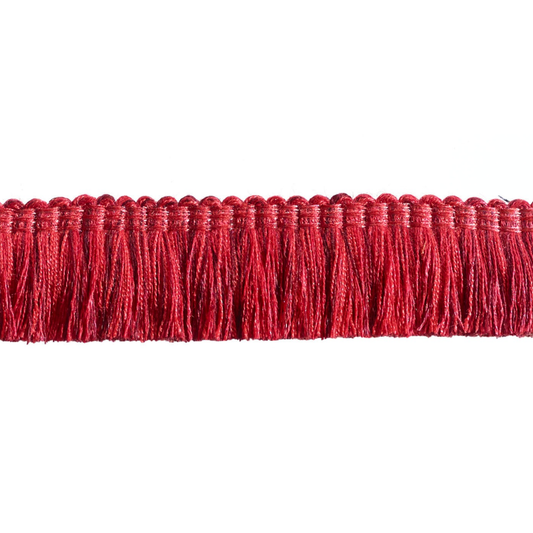 Red fringe trim on a white background