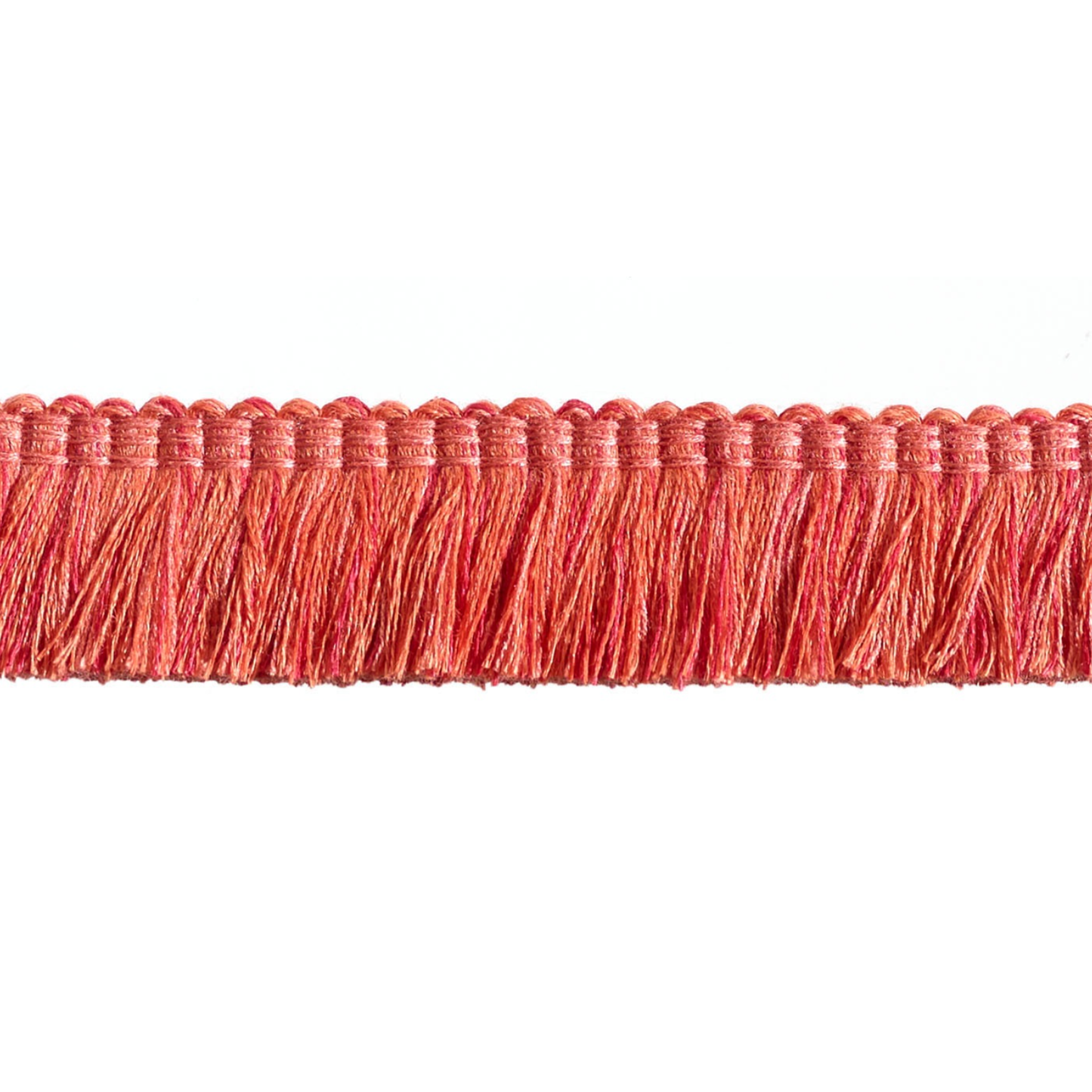 Red fringe trim on a white background