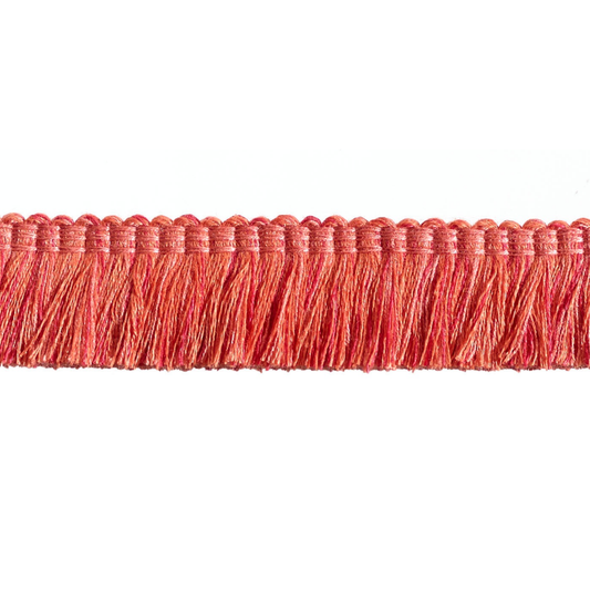 Red fringe trim on a white background