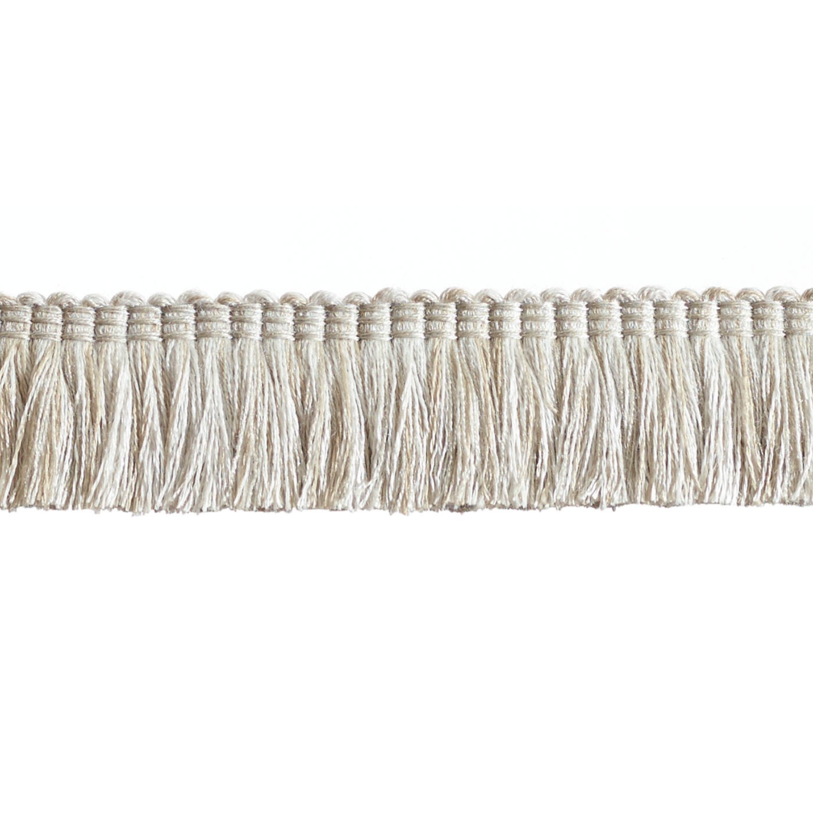 Textured fabric moss trim fringe on a white background