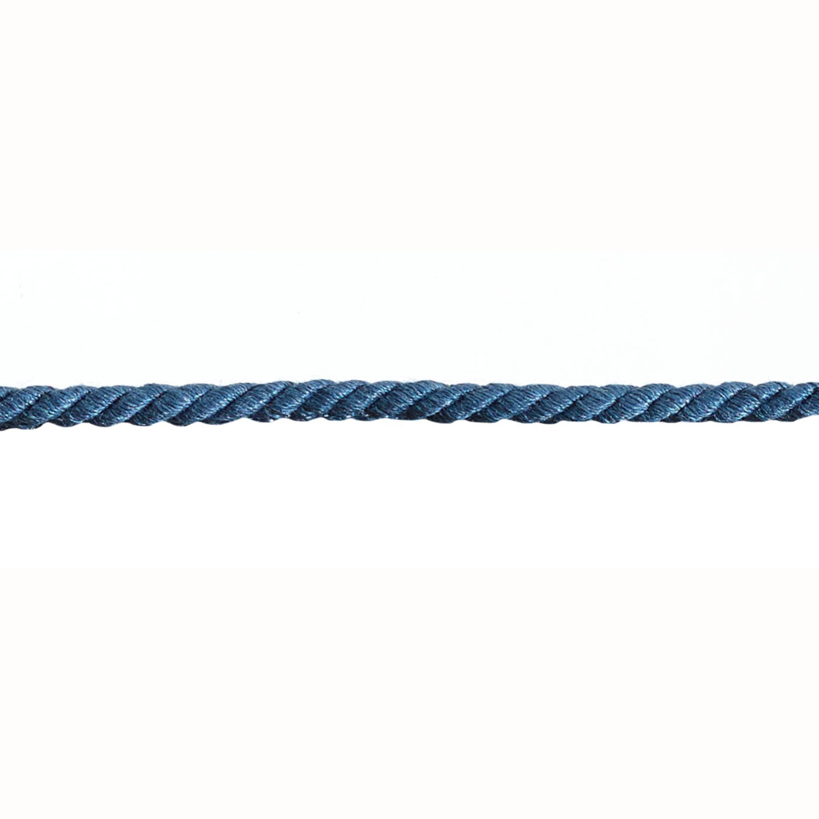 Blue cord trim on a white background