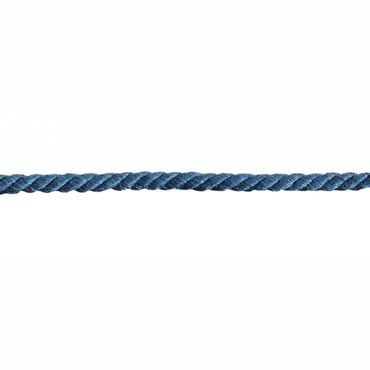 Blue cord trim on a white background