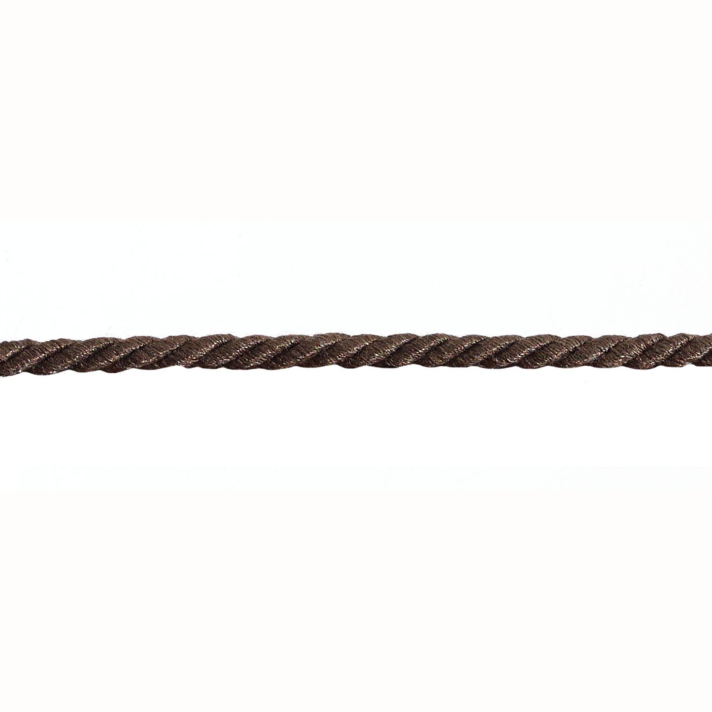 Dark brown cord trim on a white background