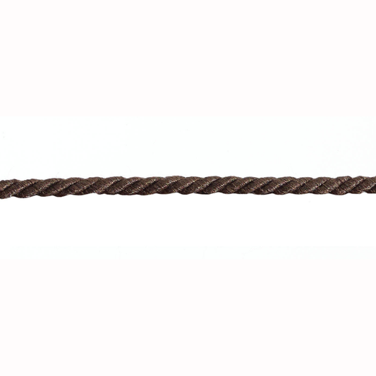 Dark brown cord trim on a white background