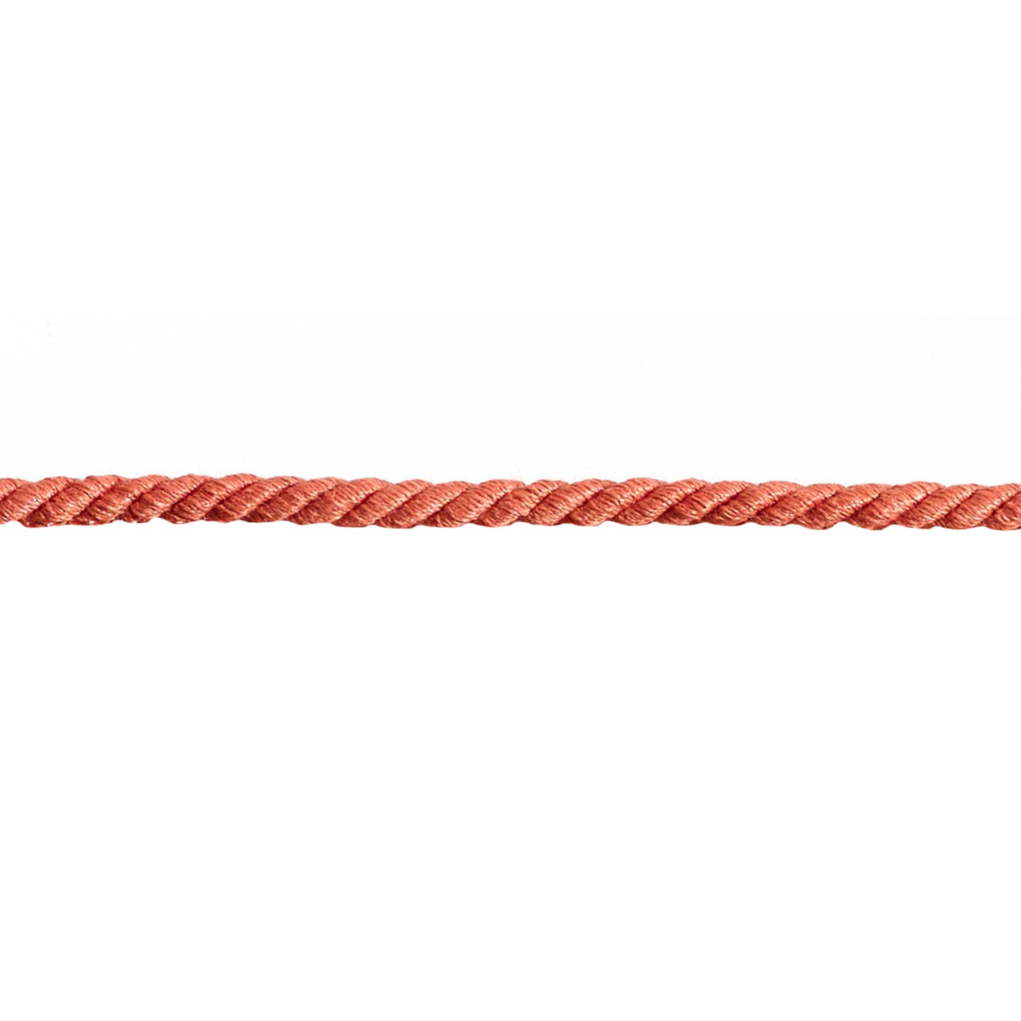 Coral-coloured cord trim on a white background