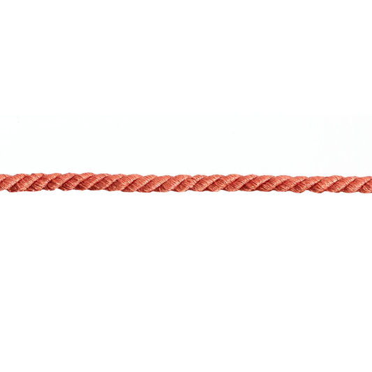 Coral-coloured cord trim on a white background