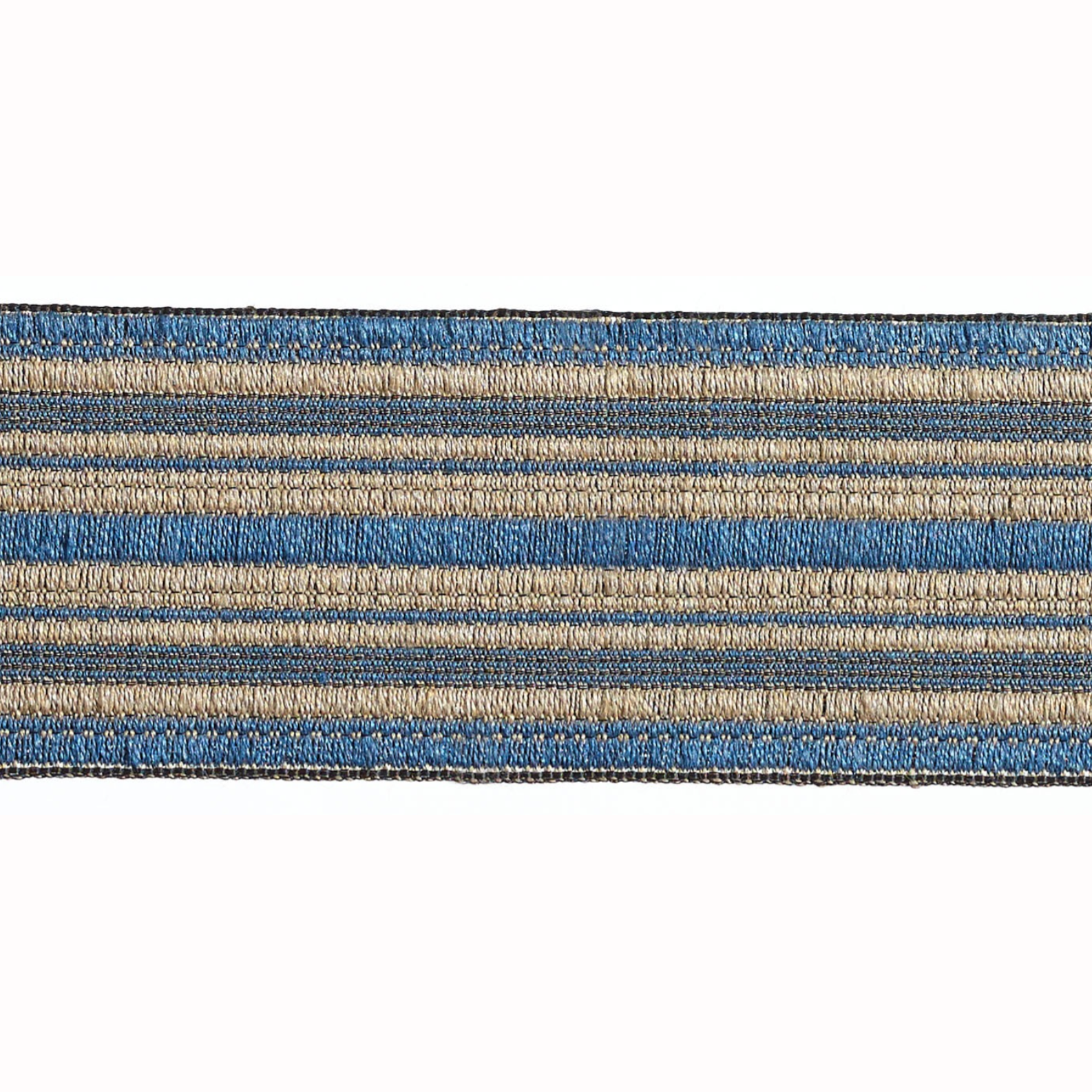 Baya Striped Border Braid 50mm Trim Denim