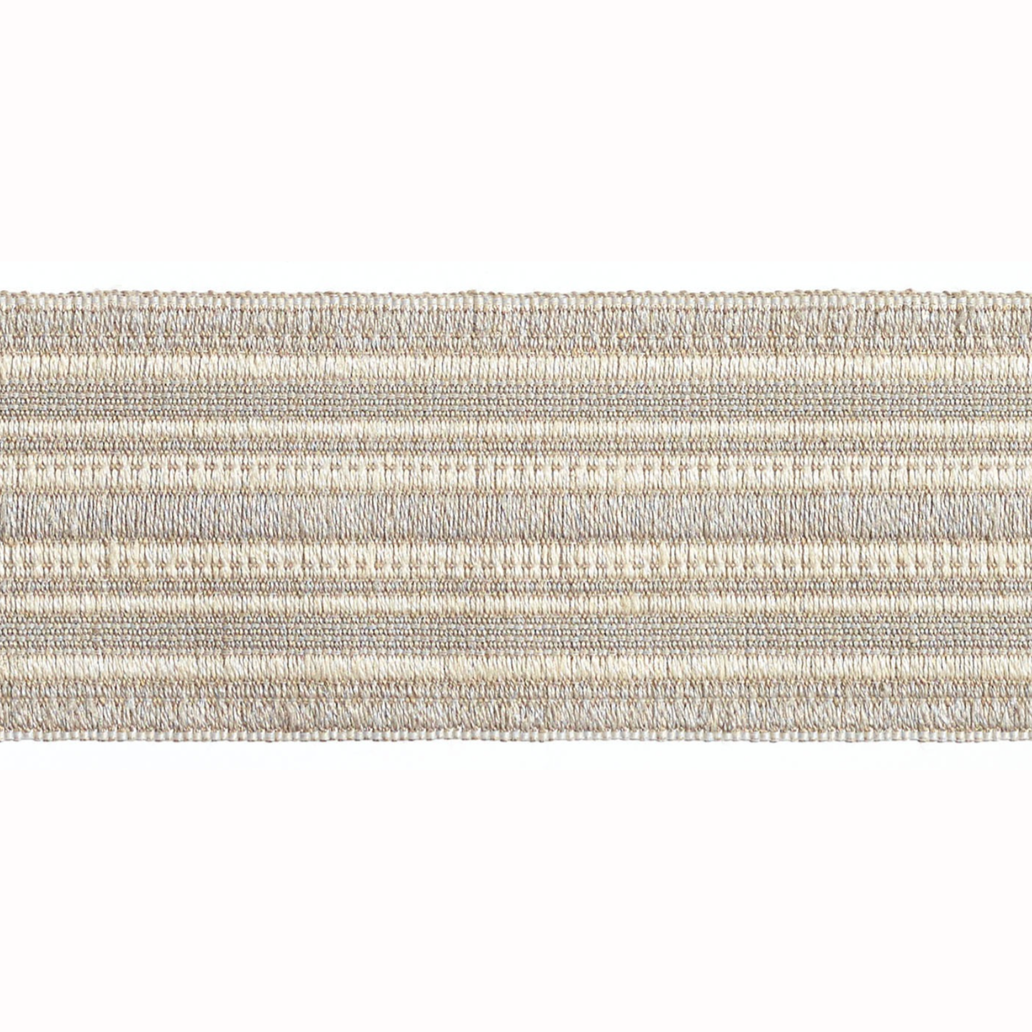 Baya Striped Border Braid 50mm Trim Pale Stone