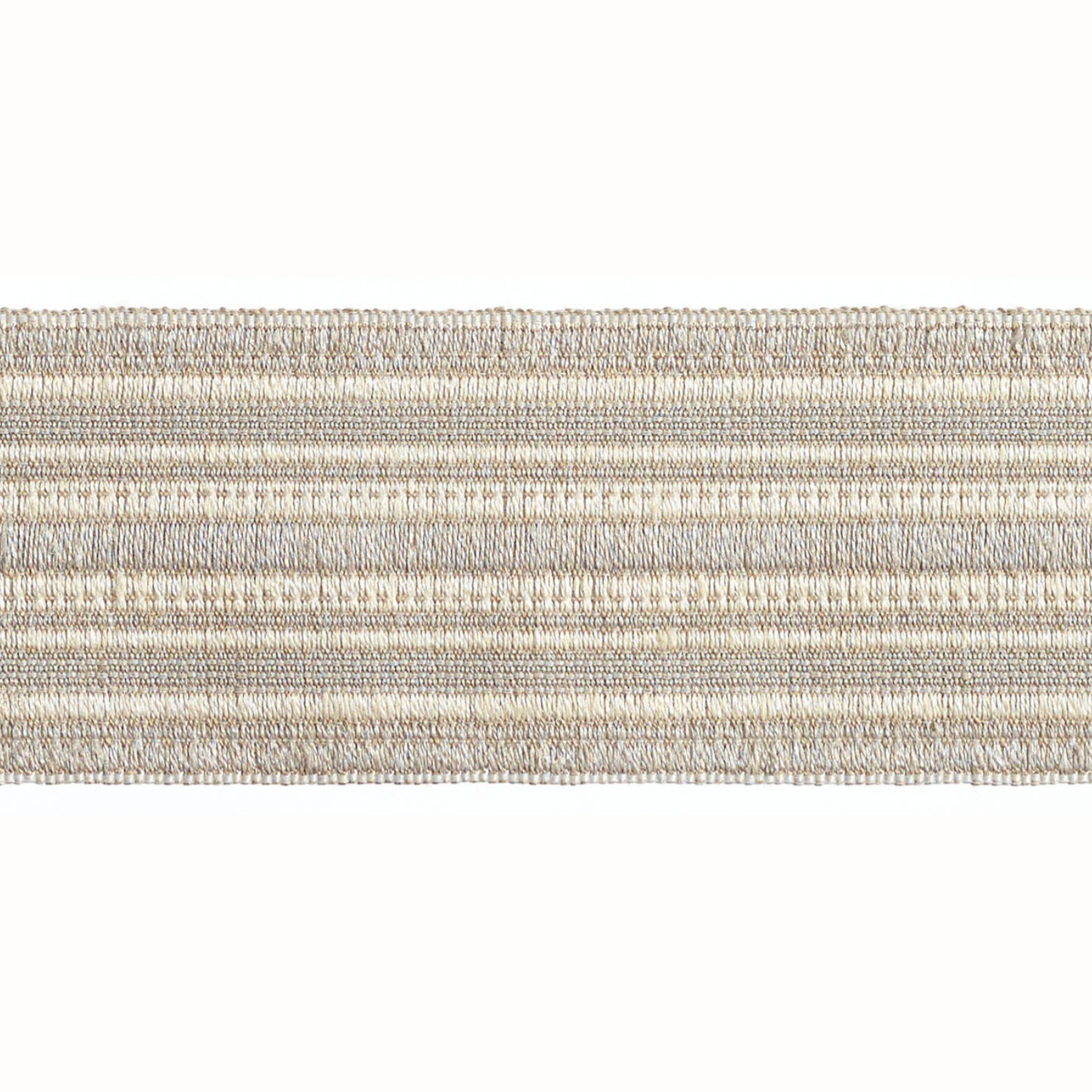 Baya Striped Border Braid 50mm Trim Pale Stone
