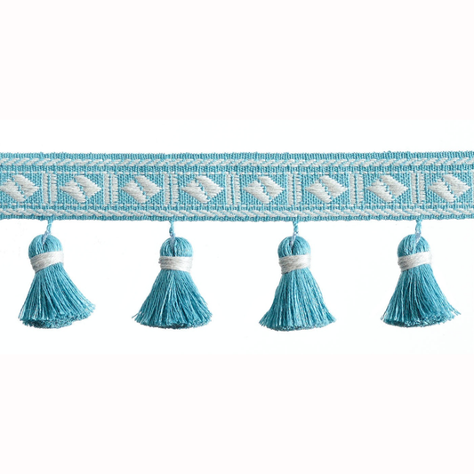 Baya Diamond Tassel Fringe 60mm Trim Cornflower