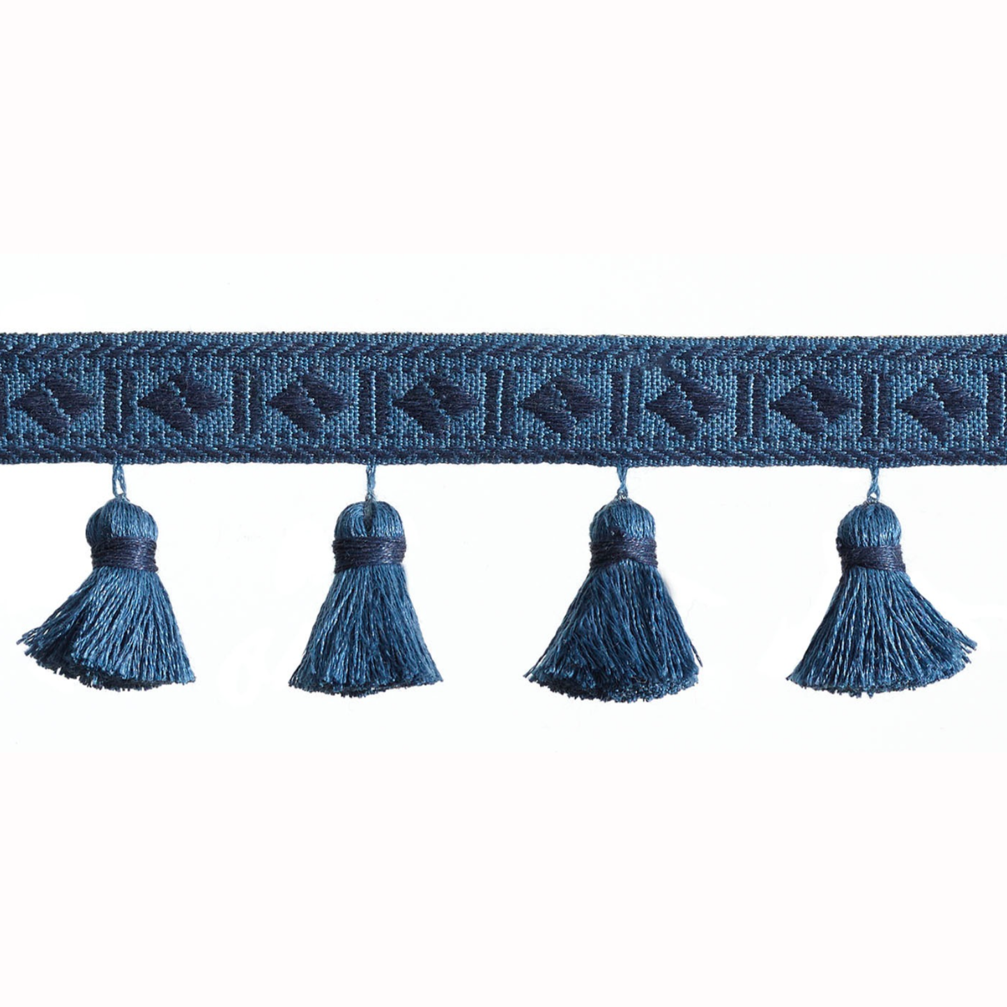 Baya Diamond Tassel Fringe 60mm Trim Denim