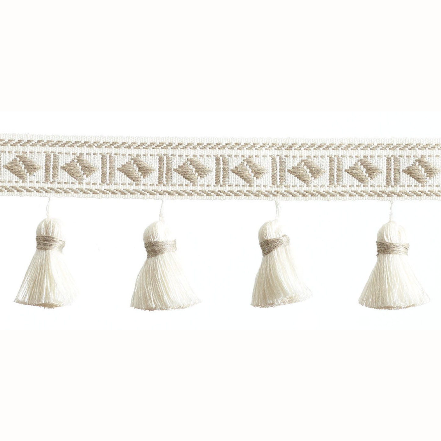 Baya Diamond Tassel Fringe 60mm Trim Parchment
