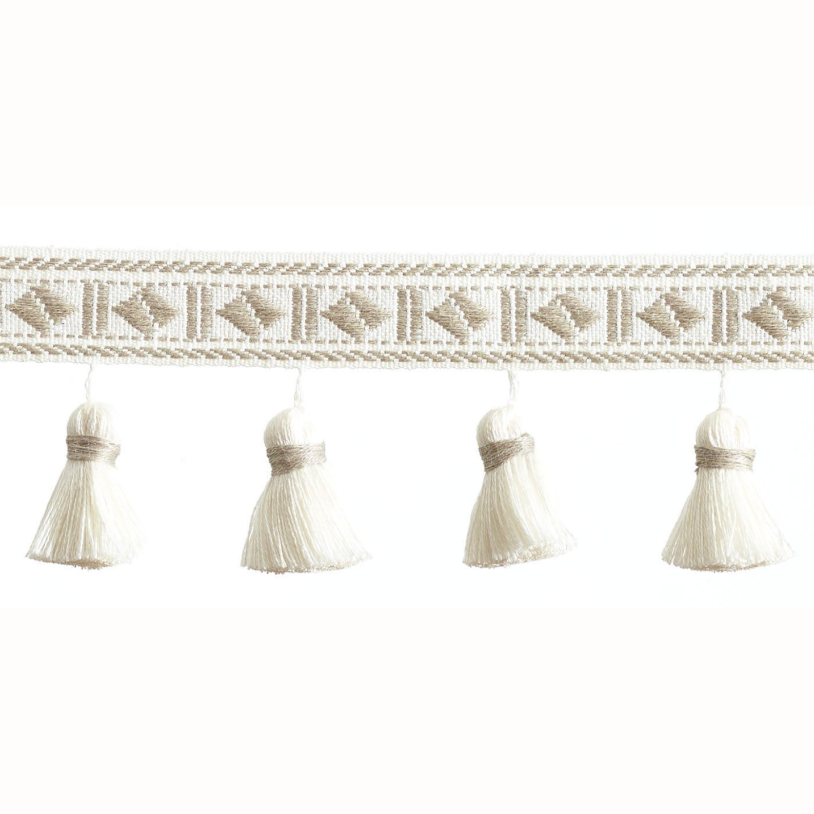 Baya Diamond Tassel Fringe 60mm Trim Parchment