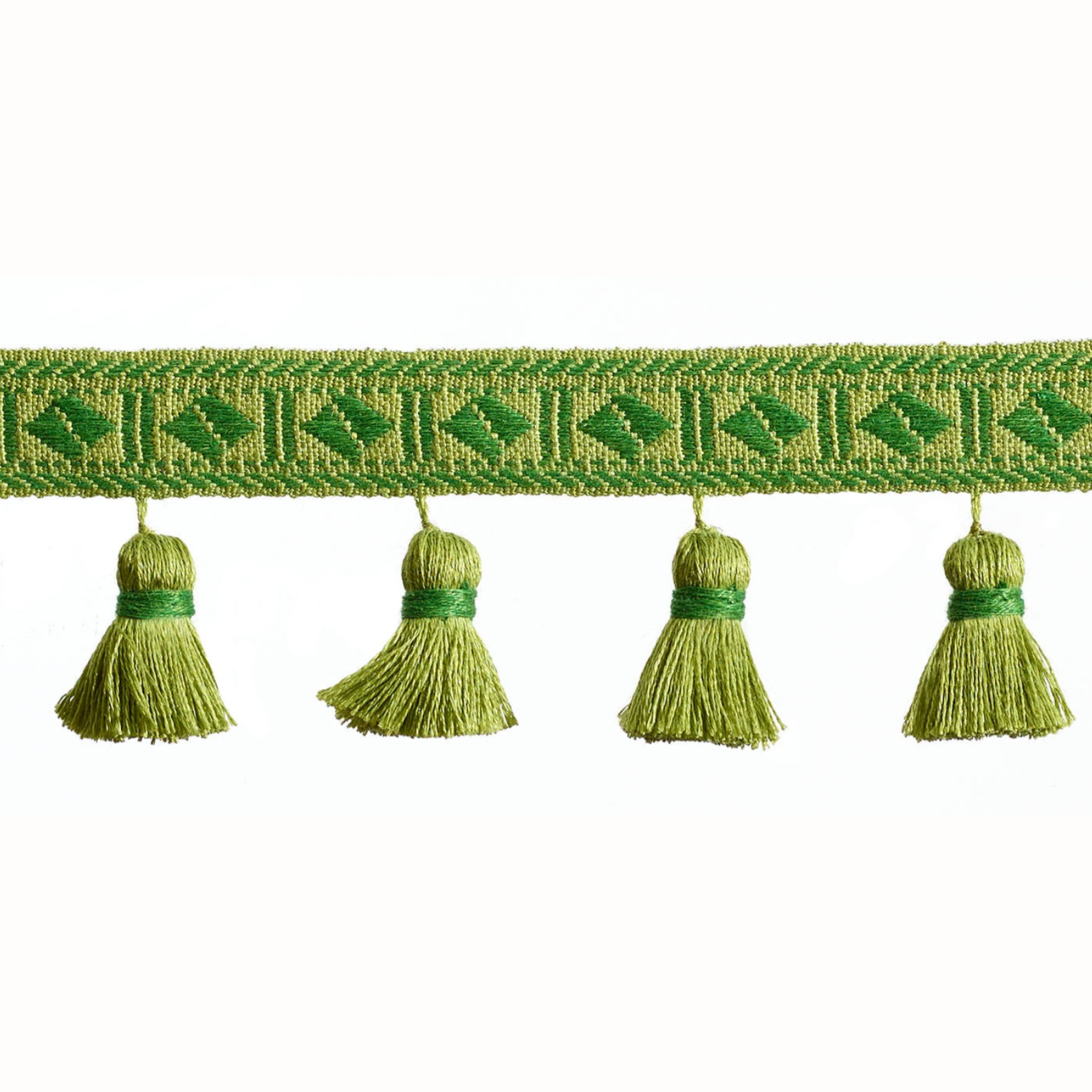 Baya Diamond Tassel Fringe 60mm Trim Pistachio