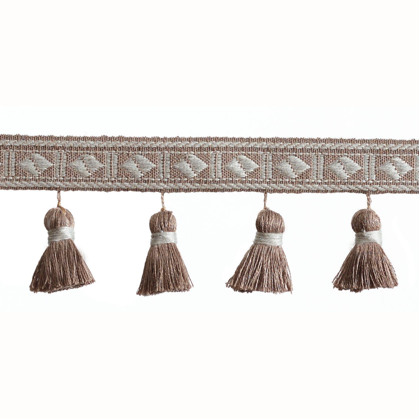 Baya Diamond Tassel Fringe 60mm Trim Truffle