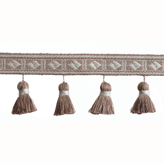 Baya Diamond Tassel Fringe 60mm Trim Truffle