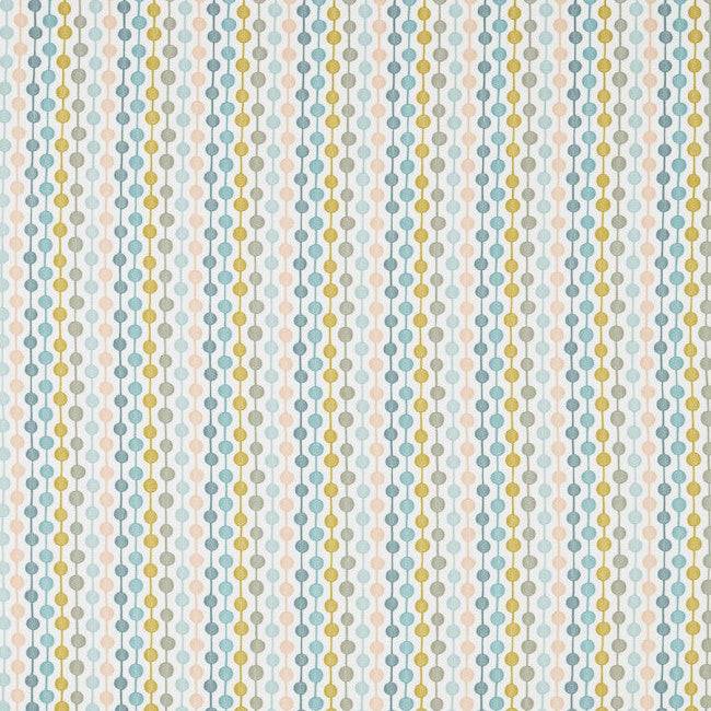 Bayford Raffia playful embroidered fabric featuring colorful circle patterns, ideal for crafting vibrant curtains and blinds.