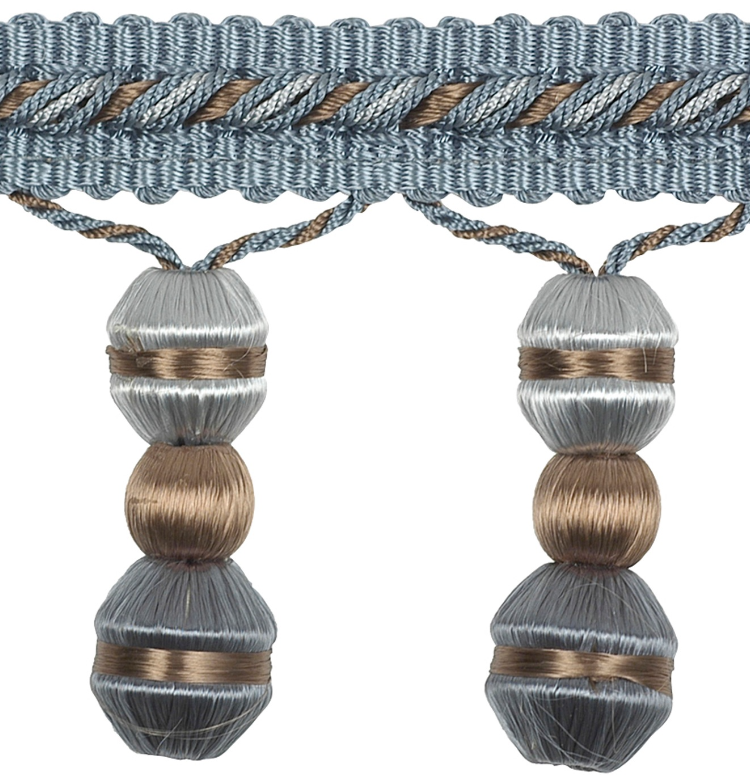 Belleforge Beaded Fringe 60mm Trim Oval Room Blue