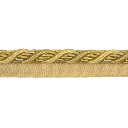Gold braided ribbon on a white background