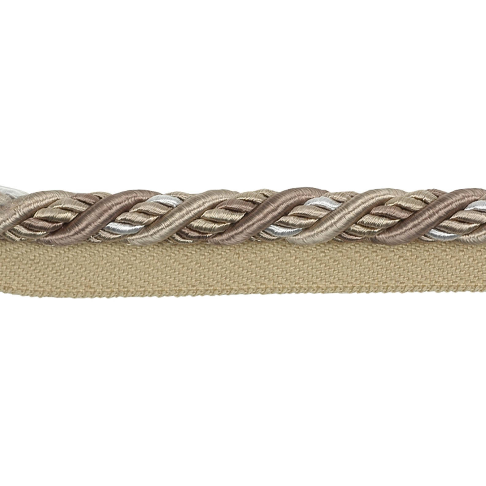 Braided belt with metallic finish on a beige background