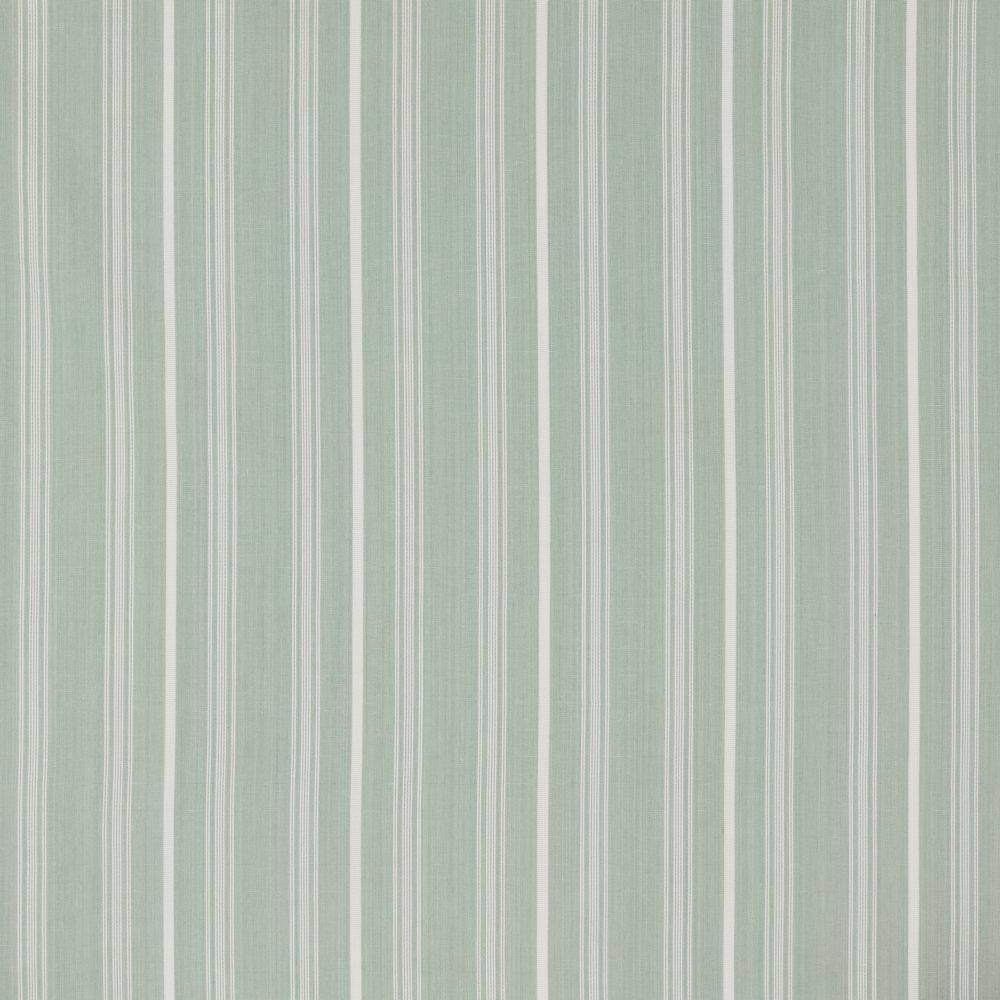 Benedict Woven Stripe Agate fabric with classic green and white vertical stripes, ideal for curtains and upholstery in modern interiors.