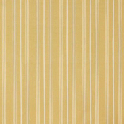 Benedict Woven Stripe Barley cotton fabric with vertical yellow and cream stripes, ideal for curtains and upholstery projects.