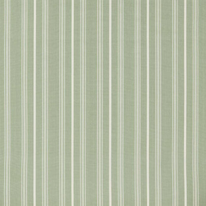 Benedict Woven Stripe Mint fabric in soft green with vertical white stripes, ideal for curtains, blinds, and upholstery projects.
