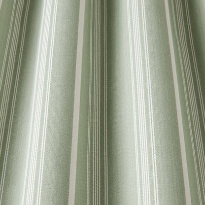 Classic cotton Benedict Woven Stripe Mint fabric draped to show texture and stripe detail, perfect for curtain and home décor use.