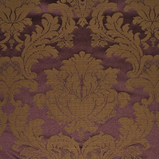 Blenheim Damask Fabric Damson - Flame Retardant | Washable, Durable