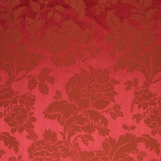 Avebury Flower Damask Claret Red Curtain Upholstery Fabric