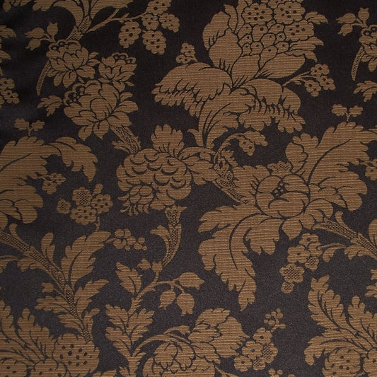 Black Gold Damask Curtain Upholstery Fabric