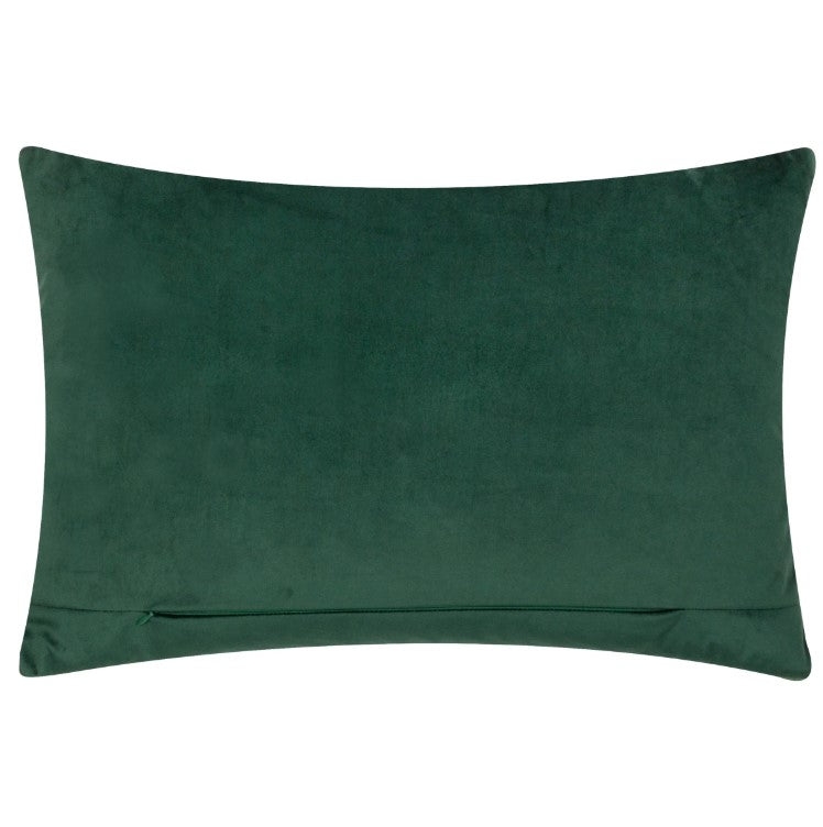 Brook Embroidered Velvet Cushion Forest Green