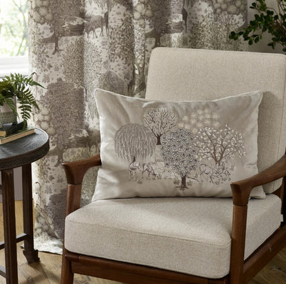 Brook Embroidered Velvet Cushion Linen