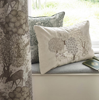 Brook Embroidered Velvet Cushion Linen