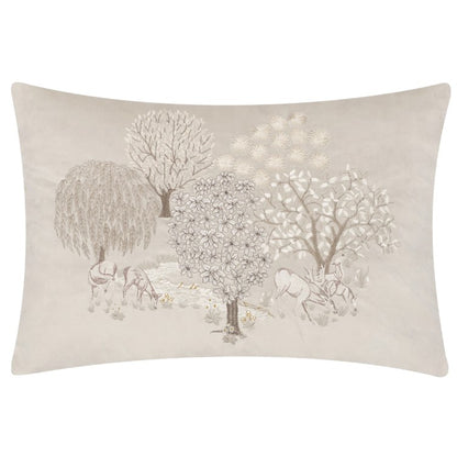 Brook Embroidered Velvet Cushion Linen