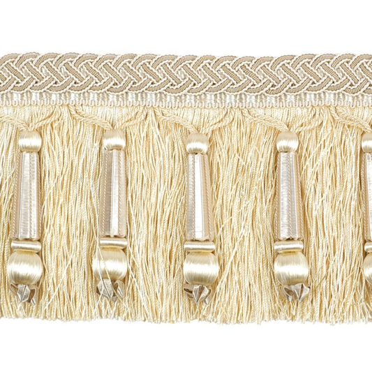 Decoluxe Beaded Cut Fringe 125mm Trim Buttermilk