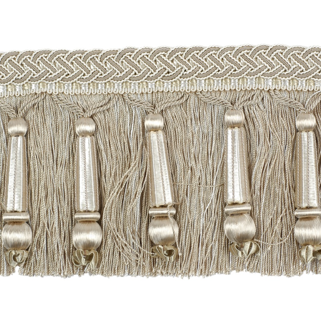 Decoluxe Beaded Cut Fringe 125mm Trim French Grey