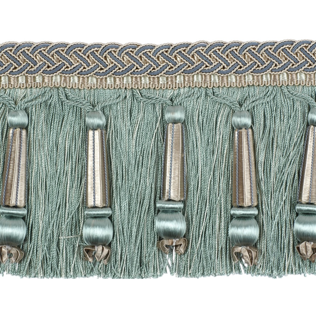 Decoluxe Beaded Cut Fringe 125mm Trim Seafoam