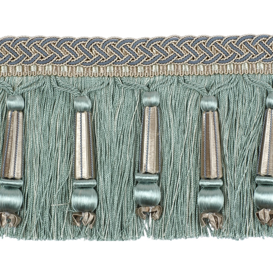 Decoluxe Beaded Cut Fringe 125mm Trim Seafoam