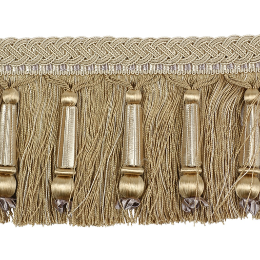 Decoluxe Beaded Cut Fringe 125mm Trim Silk Champagne