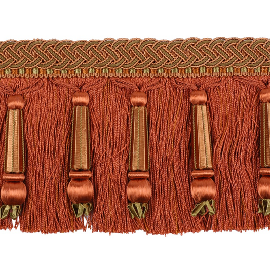 Decoluxe Beaded Cut Fringe 125mm Trim Vermillion