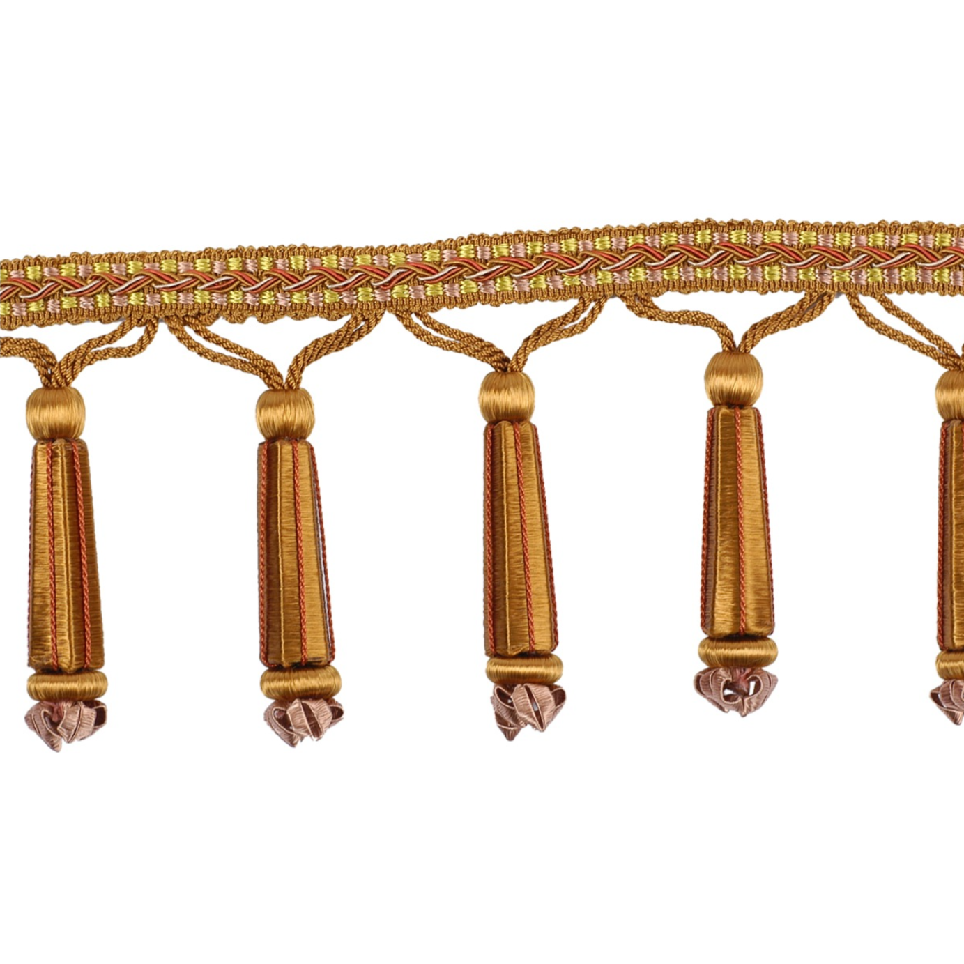 Decoluxe Beaded Fringe 95mm Trim Burnished Copper