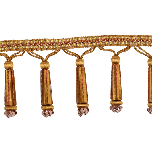 Decoluxe Beaded Fringe 95mm Trim Burnished Copper
