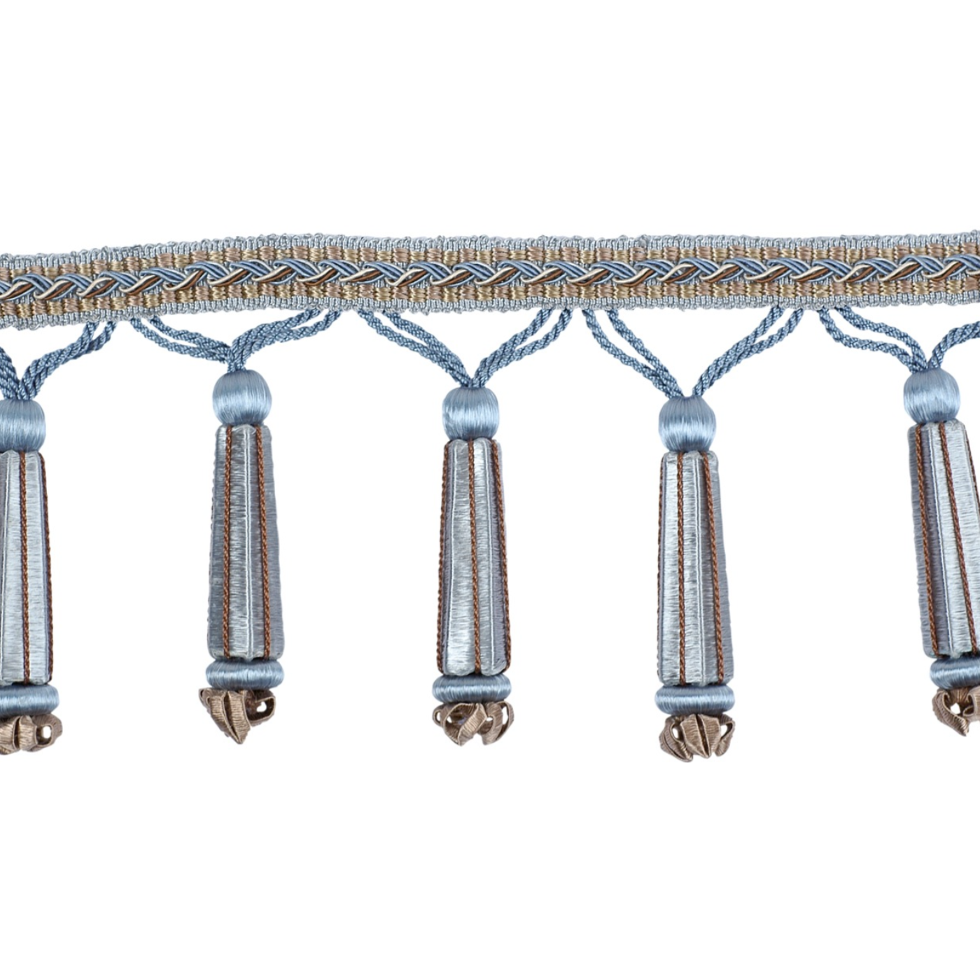 Decoluxe Beaded Fringe 95mm Trim Drawing Room Blue