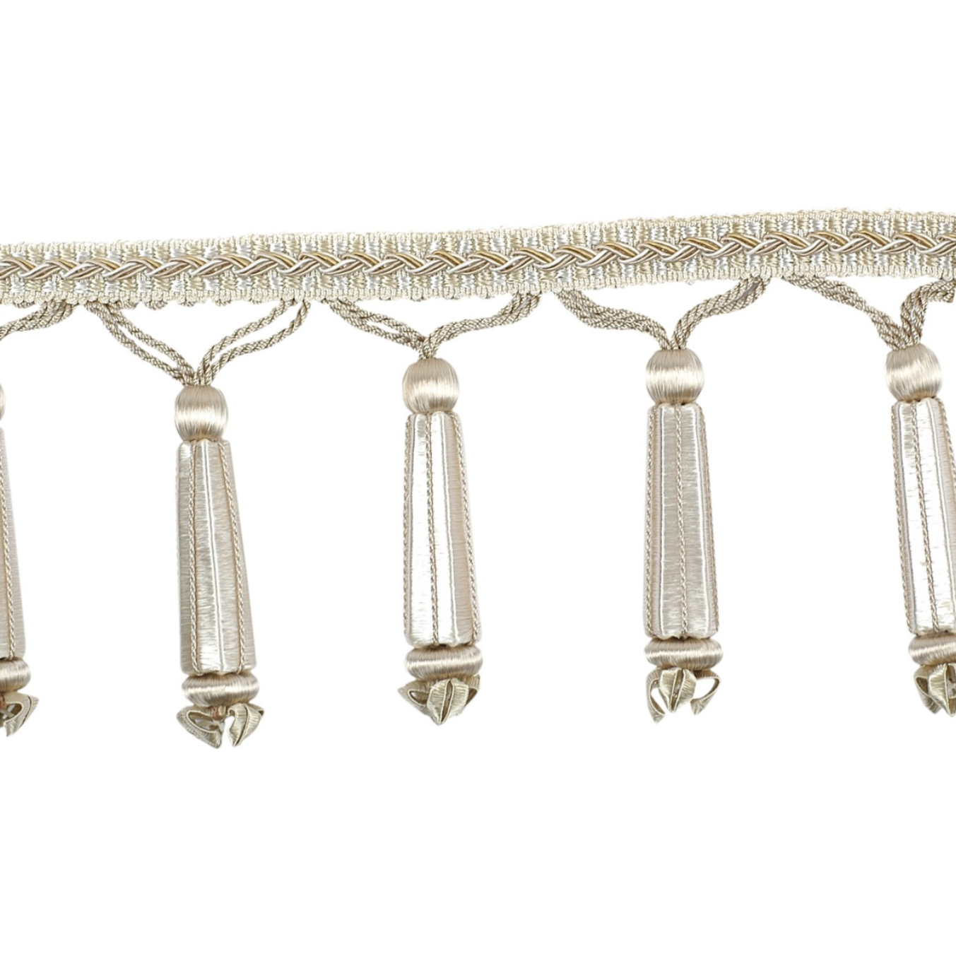 Decoluxe Beaded Fringe 95mm Trim French Grey